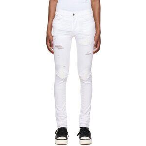 Amiri MX1 Jeans 31 IT 47 S Mens White Skinny Stretch Distressed Denim